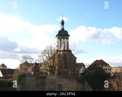 Die Regiswindiskirche in Lauffen am Neckar im Landkreis Heilbronn im Norden Baden-Württembergs ist eine evangelische Pfarrkirche...(Wiki) Stockfoto