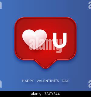 Minimalistische Valentinstag-Grußkarte. Hintergrund mit Herz im Social-Media-Stil. Valentinstag Vektorkarte inspiriert von sozialen Netzwerken. Urlaub illu Stock Vektor