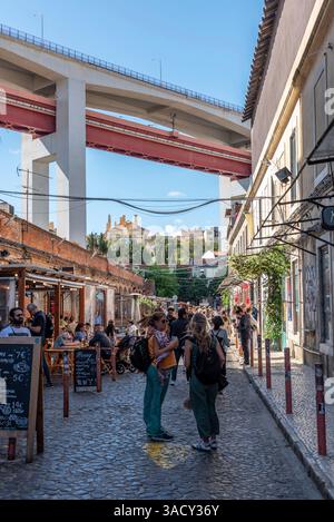 Lisboa, Portugal, Rua Rodriguez de Faria im LX Factory District von Lissabon, Portugal Stockfoto