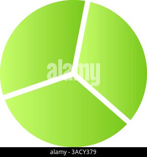Infografik des grünen 3D-Tortendiagramms, Prozentualdiagramm mit geteilten Abschnitten, Diagramm zur Geschäftsanalyse. Abbildung des flachen Vektors isoliert Stock Vektor