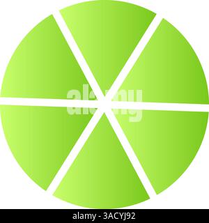Infografik des grünen 3D-Tortendiagramms, Prozentualdiagramm mit geteilten Abschnitten, Diagramm zur Geschäftsanalyse. Abbildung des flachen Vektors isoliert Stock Vektor
