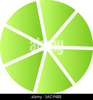 Infografik des grünen 3D-Tortendiagramms, Prozentualdiagramm mit geteilten Abschnitten, Diagramm zur Geschäftsanalyse. Abbildung des flachen Vektors isoliert Stock Vektor