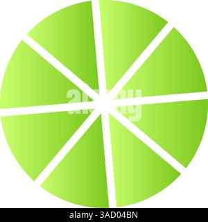 Infografik des grünen 3D-Tortendiagramms, Prozentualdiagramm mit geteilten Abschnitten, Diagramm zur Geschäftsanalyse. Abbildung des flachen Vektors isoliert Stock Vektor