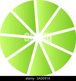 Infografik des grünen 3D-Tortendiagramms, Prozentualdiagramm mit geteilten Abschnitten, Diagramm zur Geschäftsanalyse. Abbildung des flachen Vektors isoliert Stock Vektor