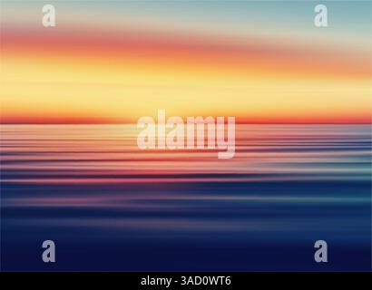 Vektor-Illustration eines friedlichen Sonnenaufgangs über einem ruhigen Ozean mit lebhaften Farben Stock Vektor