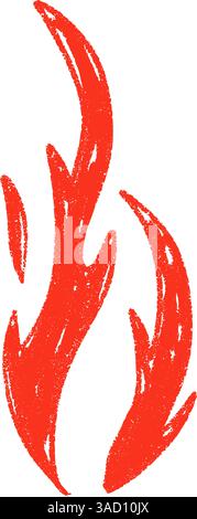 Y2K Fire Tattoo Design mit auffälligen schwarzen Flammen. Handgezeichnete Kritzelflammen. Illustration des flachen Vektors auf weißem Hintergrund isoliert. Stock Vektor