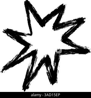 Abstrakte Pinselformen mit Doodle-Sternen und Blumen, bunte Kritzeleien in niedlichem, handgezeichnetem Collage-Stil, lustige geometrische Comic-Elemente. Flacher Vektor Stock Vektor