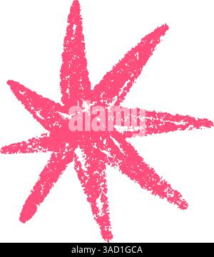 Pinke abstrakte Pinselformen mit Doodle-Sternen, Blumen und geometrischen Elementen. Lustige und moderne handgezeichnete Collage in farbenfroher Bio-Optik. Flach Stock Vektor