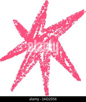 Pinke abstrakte Pinselformen mit Doodle-Sternen, Blumen und geometrischen Elementen. Lustige und moderne handgezeichnete Collage in farbenfroher Bio-Optik. Flach Stock Vektor