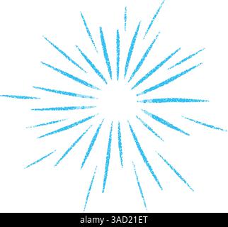 Blue Radiant Sunburst mit abstrakten Strahlen und Starburst-Linien. Kreisförmige radiale Lichtelemente. Illustration des flachen Vektors auf weißem Hintergrund isoliert. Stock Vektor