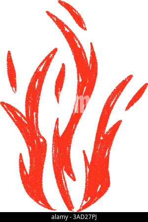 Y2K Fire Tattoo Design mit auffälligen schwarzen Flammen. Handgezeichnete Kritzelflammen. Illustration des flachen Vektors auf weißem Hintergrund isoliert. Stock Vektor
