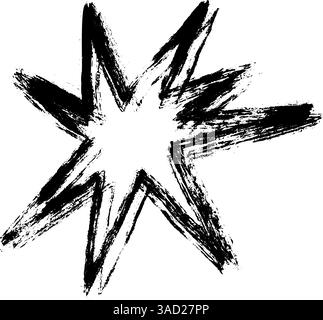 Handgezeichneter Buntstift-Stern mit Glitzern und Pastelltextur, Illustration im Doodle-Stil, inspiriert von Raum, Magie und Tafel-Effekten. Flacher Vektor Stock Vektor