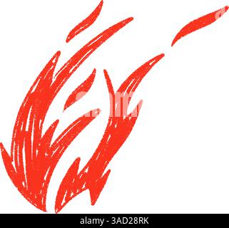 Y2K Fire Tattoo Design mit auffälligen schwarzen Flammen. Handgezeichnete Kritzelflammen. Illustration des flachen Vektors auf weißem Hintergrund isoliert. Stock Vektor
