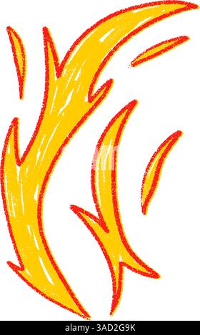 Handgezeichnetes Lagerfeuer mit Kritzelflammen und Rauch. Retro-Silhouette am Lagerfeuer im Vintage-Tattoo-Stil. Illustration des flachen Vektors isoliert auf weiß Stock Vektor