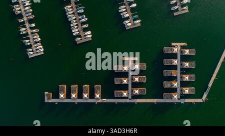 Die Marina am großen Brombachsee in Ramsberg mit den Wasservillen Stockfoto