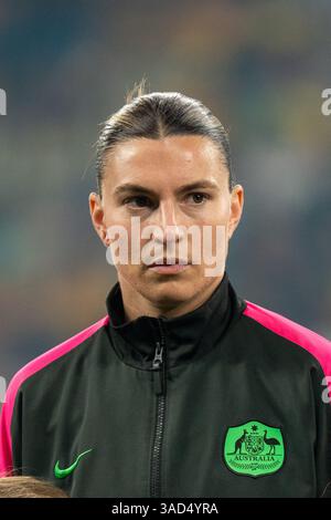 Sydney, Australien. April 2025. Sydney, Australien, 4. April 2025: Porträt von Steph Catley (7 Australien) während des internationalen Freundschaftsspiels zwischen Australien und Korea im Allianz Stadium in Sydney, Australien. (NOE Llamas/SPP) Credit: SPP Sport Press Photo. /Alamy Live News Stockfoto