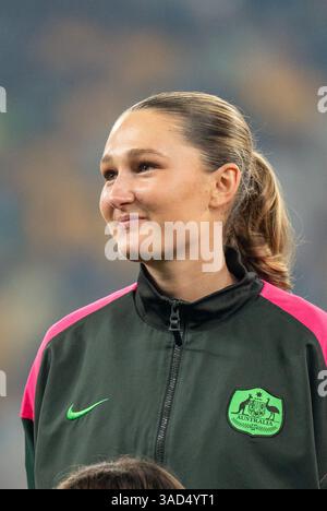 Sydney, Australien. April 2025. Sydney, Australien, 4. April 2025: Porträt von Winonah Heatley (3 Australien) während des internationalen Freundschaftsspiels zwischen Australien und Korea im Allianz Stadium in Sydney, Australien. (NOE Llamas/SPP) Credit: SPP Sport Press Photo. /Alamy Live News Stockfoto
