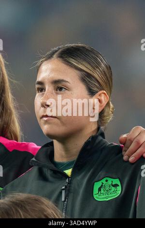 Sydney, Australien. April 2025. Sydney, Australien, 4. April 2025: Porträt von Kyra Cooney-Cross (23 Australien) während des internationalen Freundschaftsspiels zwischen Australien und Korea im Allianz Stadium in Sydney, Australien. (NOE Llamas/SPP) Credit: SPP Sport Press Photo. /Alamy Live News Stockfoto