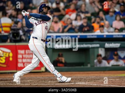 Houston Astros ernannte Hitter Yordan Alvarez (44) im vierten Inning während des MLB-Baseballspiels zwischen den San Francisco Giants und den Housto Stockfoto