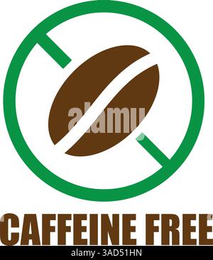 Symbol ohne Koffein. Isoliertes Vektordesign für Kaffeebohnen. Stock Vektor