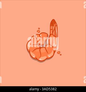 Niedliche Cartoon Garnelen Fries Vektor-Illustration Stock Vektor