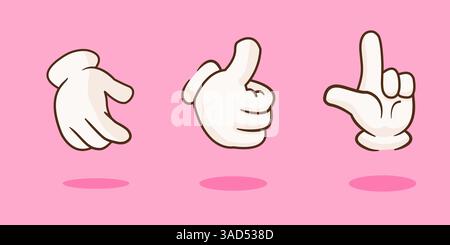 Set von Hand Cartoon Handschütteln Okay und Zeiger Geste Vektor Illustration zeigen Stock Vektor