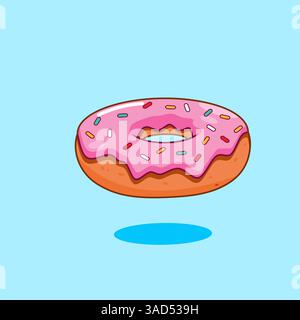 Rosa Donut mit Sprinkles, Donut Cartoon Design Vektor Illustration Stock Vektor