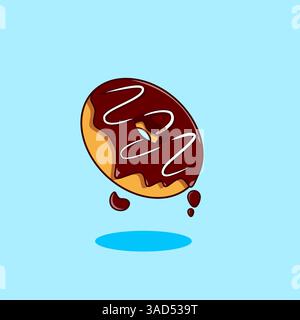 Köstliche Schokolade Donut Cartoon Design Vektor Illustration Stock Vektor
