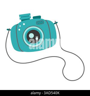 Y2K-Cartoon-Kamera, verspieltes Design. Ideal für Reise- und Tourismusprojekte. Vektorabbildung Stock Vektor