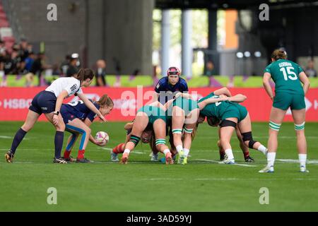 Singapur National Stadium, Singapur. April 2025. HSBC International Rugby Sevens Singapore Day 1; Credit: Action Plus Sports/Alamy Live News Stockfoto