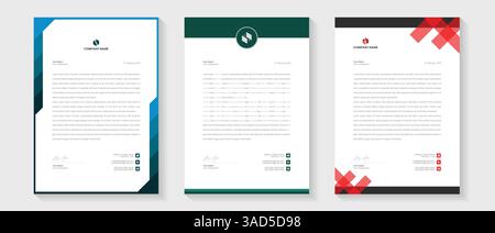 Set aus moderner, mehrfarbiger Designvorlage für Briefbögen. Kreative, moderne Design-Vorlage für Briefköpfe für Ihr Projekt. Modernes Business Lett Stock Vektor