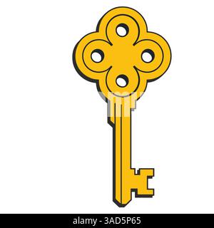 Klassisches Schlüsselsymbol. Einfache Vektor-Illustration eines altmodischen Schlüssels isoliert auf weißem Hintergrund. Stock Vektor