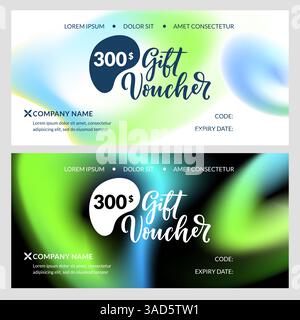 Geschenkkarten-Sammlung mit Farbvergleich Hintergrund. Vorlage zum Erstellen von Zertifikat, Rabattcoupon, Beleg. Abstraktes Vektorbanner-Design Stock Vektor