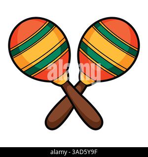 Mexikanisches Maraca-Symbol. Traditionelles Schlaginstrument mit lebendigem Design. Perfekt für kulturelle, festliche oder musikalische Illustrationen. Vektorillus Stock Vektor