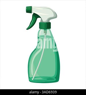 Karikatur-Kunststoff-Sprühflasche Vektor-Illustration. Mit Bügelspray, ideal für Waschaufgaben. Perfekt für die Reinigung von Themen und Haushaltsgeräten Stock Vektor