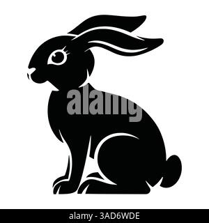 Minimalistisches Hasen-Logo mit schlanker und moderner Silhouette. Perfekt für Branding, Tierhandlungen, Wildtierorganisationen oder Ostermotive Stock Vektor