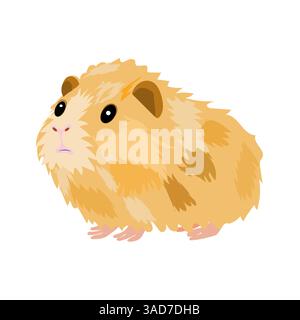 Meerschweinchenfarben, isoliert, flaches Design, Seitenansicht, bezauberndes Haustier Stock Vektor