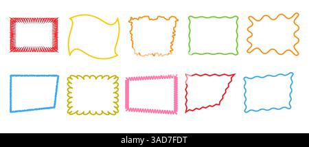 Satz von Zeilen mit leeren farbigen Rahmen isoliert Stock Vektor