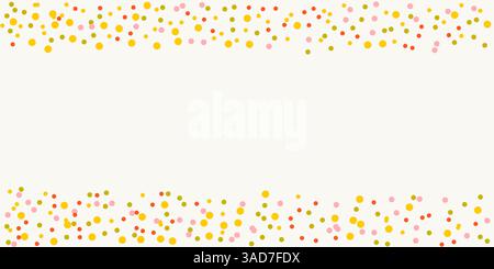 Hintergrund mit hellen Punkten, Rahmen für Werbung. Gelbe, rote, orange, grüne Kreise isoliert. Stock Vektor