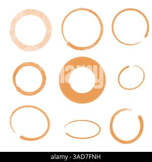 Set aus isolierten, texturierten, leeren Kreisen Stock Vektor