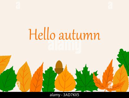 HELLP Herbstplakat mit Herbstbrifthtblättern. Karte mit flachem Design Stock Vektor