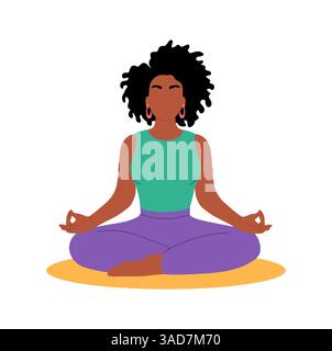 Junge sportliche Frau, die in Lotusposition sitzt Stock Vektor