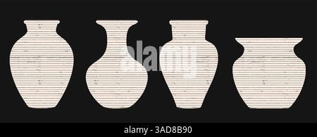 Antike Vase und Töpfercollage mit gerissenen Papierelementen. Amphoren im chinesischen Stil, Krüge und dekorative Keramik in Vektorausschnitt-Schrott-Designs Stock Vektor