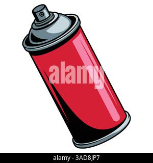 Symbol Sprühdose Vektor flach. Einfache Illustration von Cartoon-Aerosolen mit roter Farbflasche, Graffiti-Tools und Logo-Design. Isoliert auf weißem Hintergrund Stock Vektor