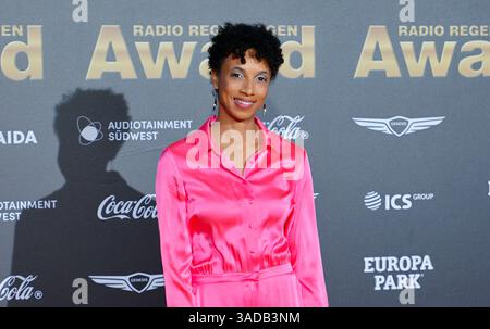 Rost, Deutschland. April 2025. Rust, Deutschland - 4. April 2025: Der 25. Radio Regenbogen Award im Europa-Park mit Athleten Malaika Mihambo Credit: dpa/Alamy Live News Stockfoto