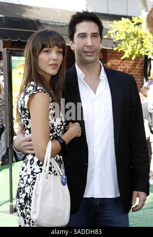WESTWOOD, KALIFORNIEN - 26. OKTOBER 2008: Zoe Buckman und David Schwimmer bei der Premiere von Madagascar: Escape 2 Africa am 26. Oktober 2008 im Mann Village Theater in Westwood, USA. Stockfoto