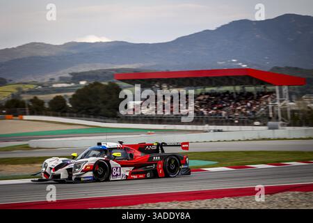 84 LEMOINE Julien (fra), TROJANI Paul (fra), ans Motorsport, Ligier JS P325, LMP3 Pro-am, Action während der 1. Runde des Michelin Le Mans Cup 2025 auf dem Circuit de Barcelona-Catalunya vom 4. bis 6. April 2025 in Barcelona, Spanien Stockfoto