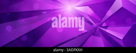 Eine leuchtend violette abstrakte Vektorillustration mit geometrischen Formen und dynamischen Lichteffekten, die ein modernes und auffälliges Design schafft. Stock Vektor