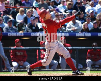 April 2008 - Denver, Colorado, USA - Arizona Diamondbacks Left Fielder ERIC BYRNES fouls 5-2 gegen die Colorado Rockies bei Coors Field (Bild: Don Senia Murray/ZUMAPRESS.com) Stockfoto