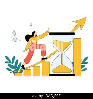 Zeitwert des Geldes Konzept. Langfristige Investitionen, Unternehmenswachstum, Gewinnstreben und Investitionsgewinne. Ideal für Finanzwachstum und Erfolgsthemen Stock Vektor